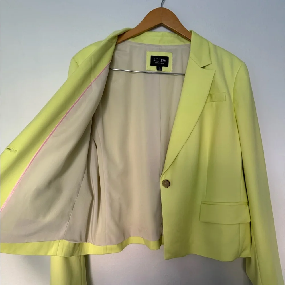 J. Crew Women's Cropped Lime Green Blazer - Picture 4 of 5
